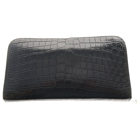 Saint Laurent Crocodile Wallet Zip Long Black PARIS - Picture 1 of 5